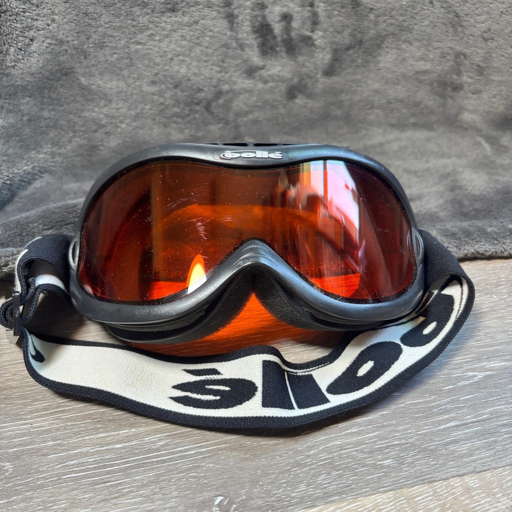 Bolle Ski Snowboard Goggles Black Frame Orange Lens Adjustable Strap Unisex‎